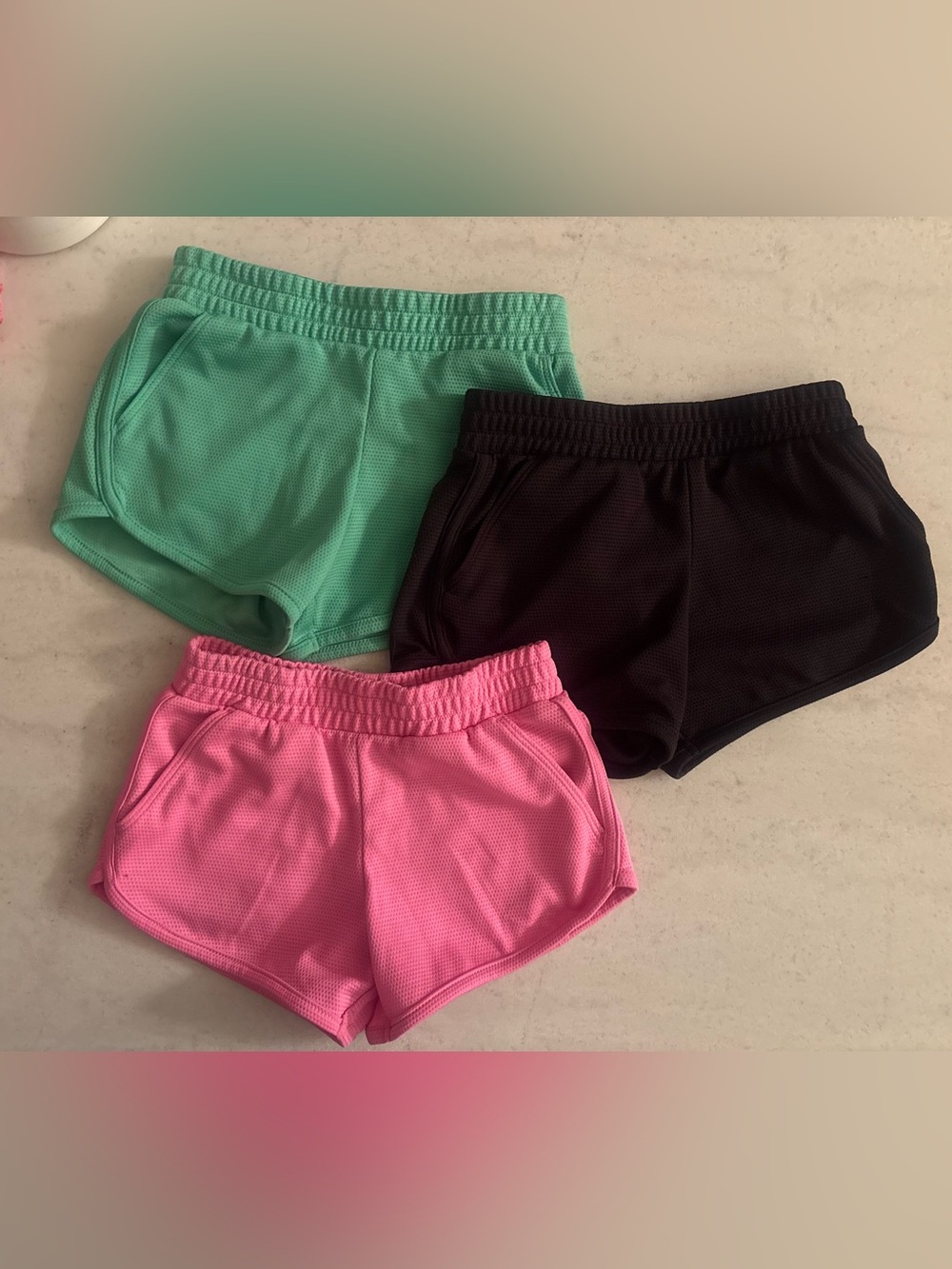 3-Pack Athletic Mesh Shorts - Mint, Black, Pink